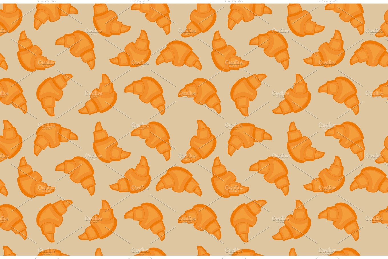 Seamless pattern with many delicious croissants cover image.