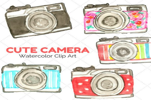 Cute Watercolor Cameras cover image.
