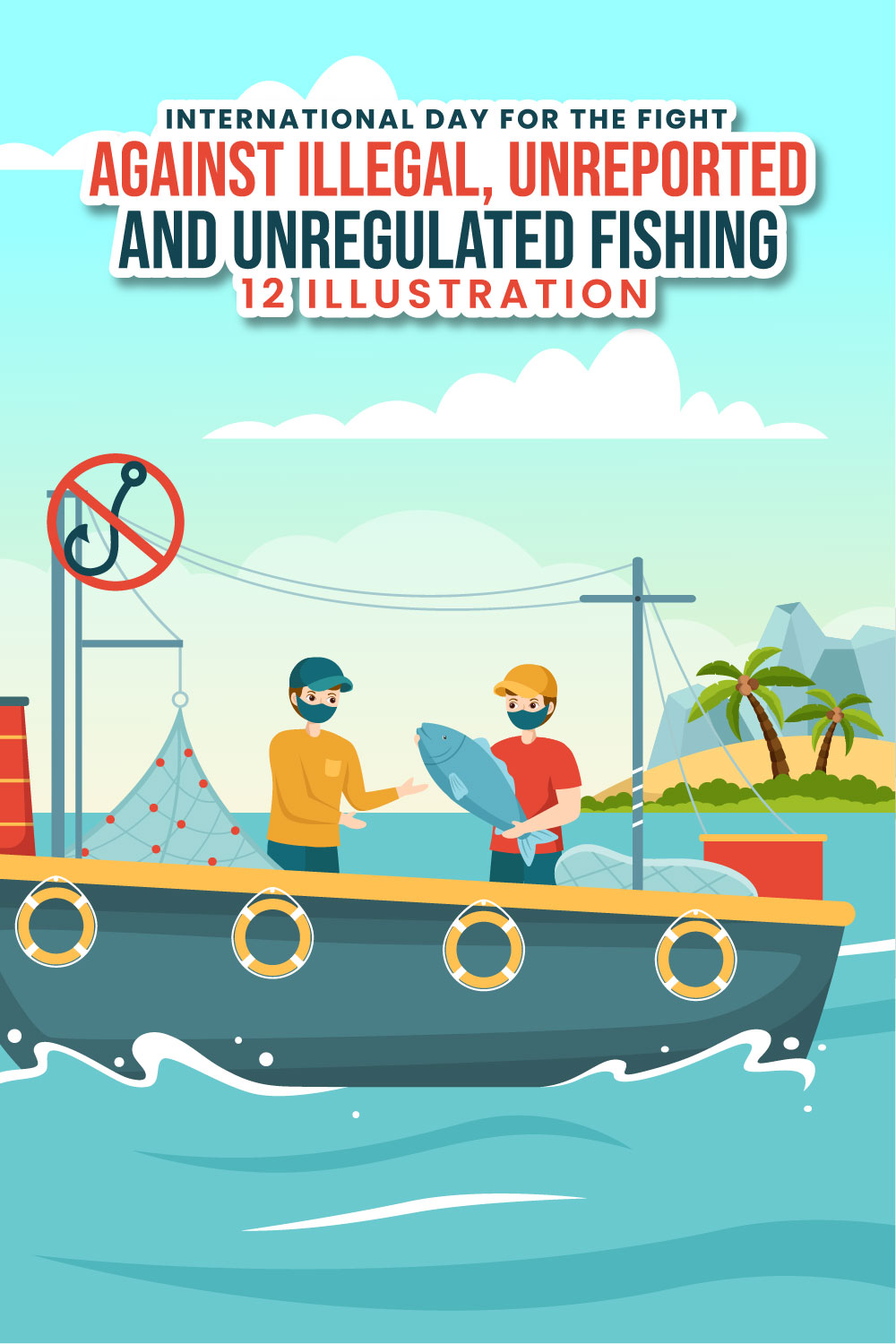 10 International Day for the Against Illegal Fishing Illustration pinterest preview image.