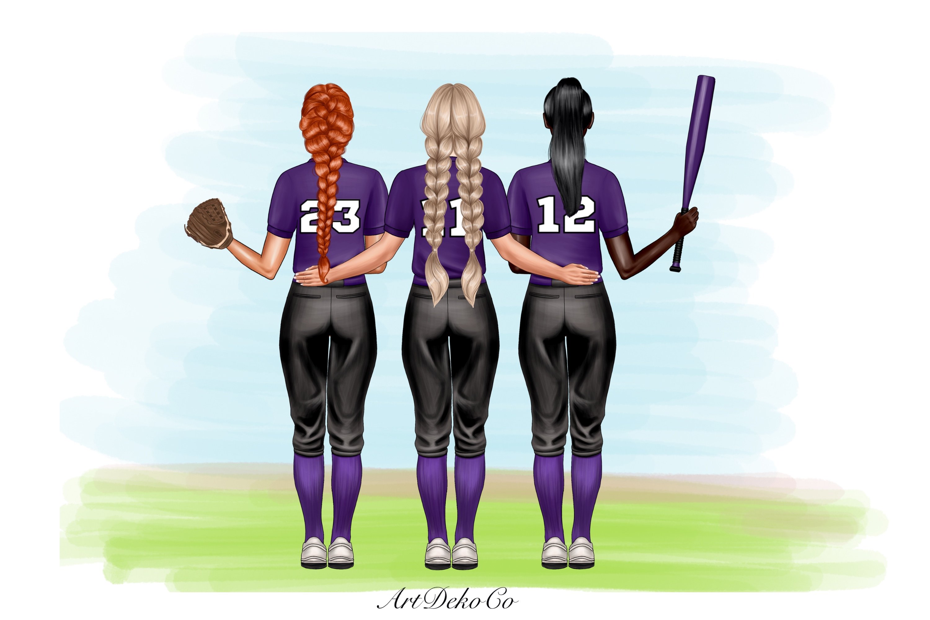 Softball personalized clipart. preview image.