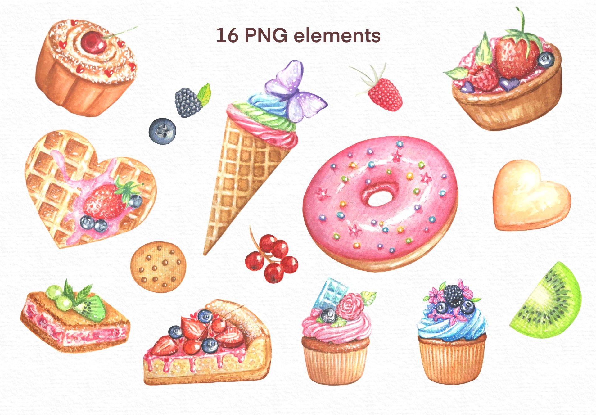 Watercolor Sweet Desserts preview image.