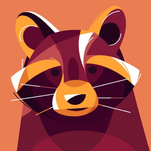Racoon portrait colorful vector cover image.