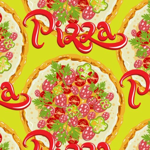 Pizza, seamless pattern cover image.