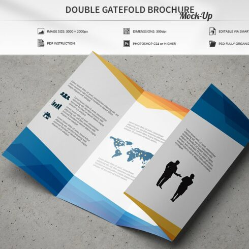 Double Gatefold Brochure Mockup cover image.