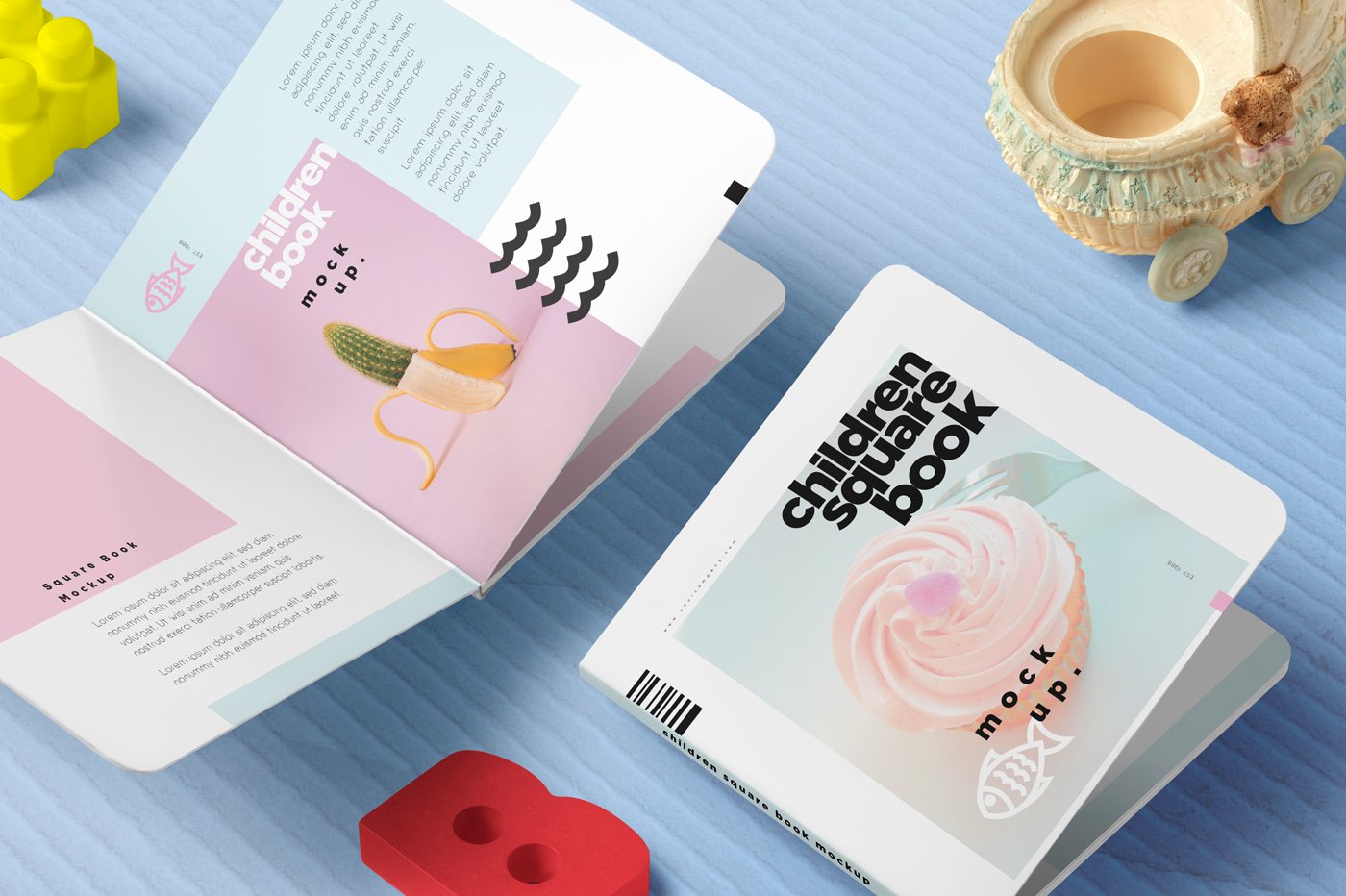 Open spiral coloring book mockup PSD and JPG