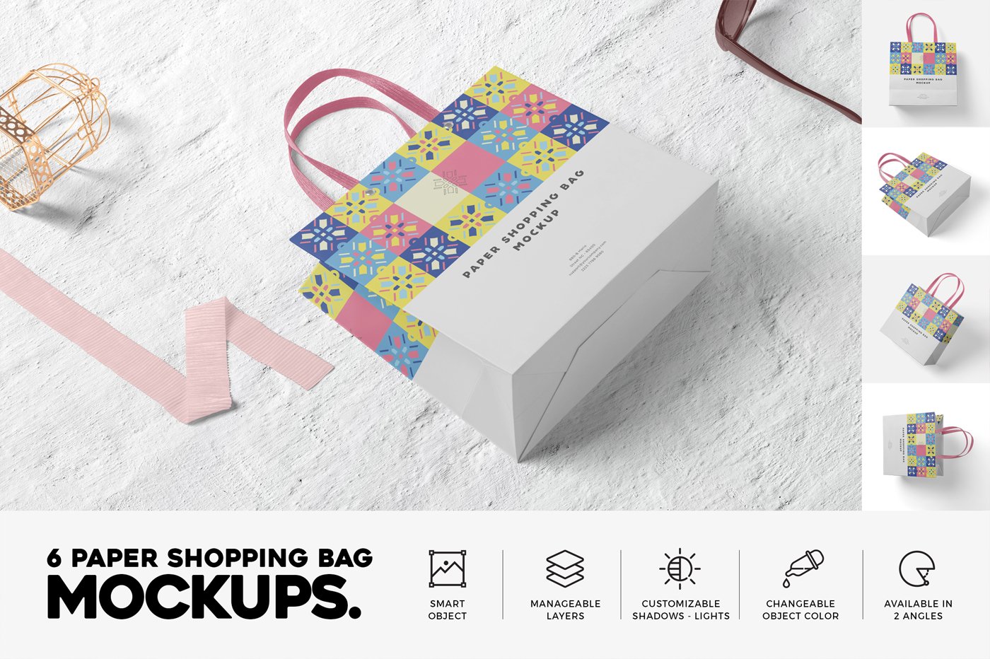 Paper Shopping Bag Mockups cover image.