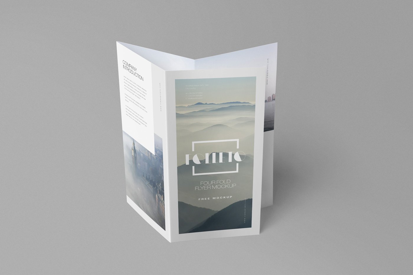 Quad Fold Brochure Mockups preview image.
