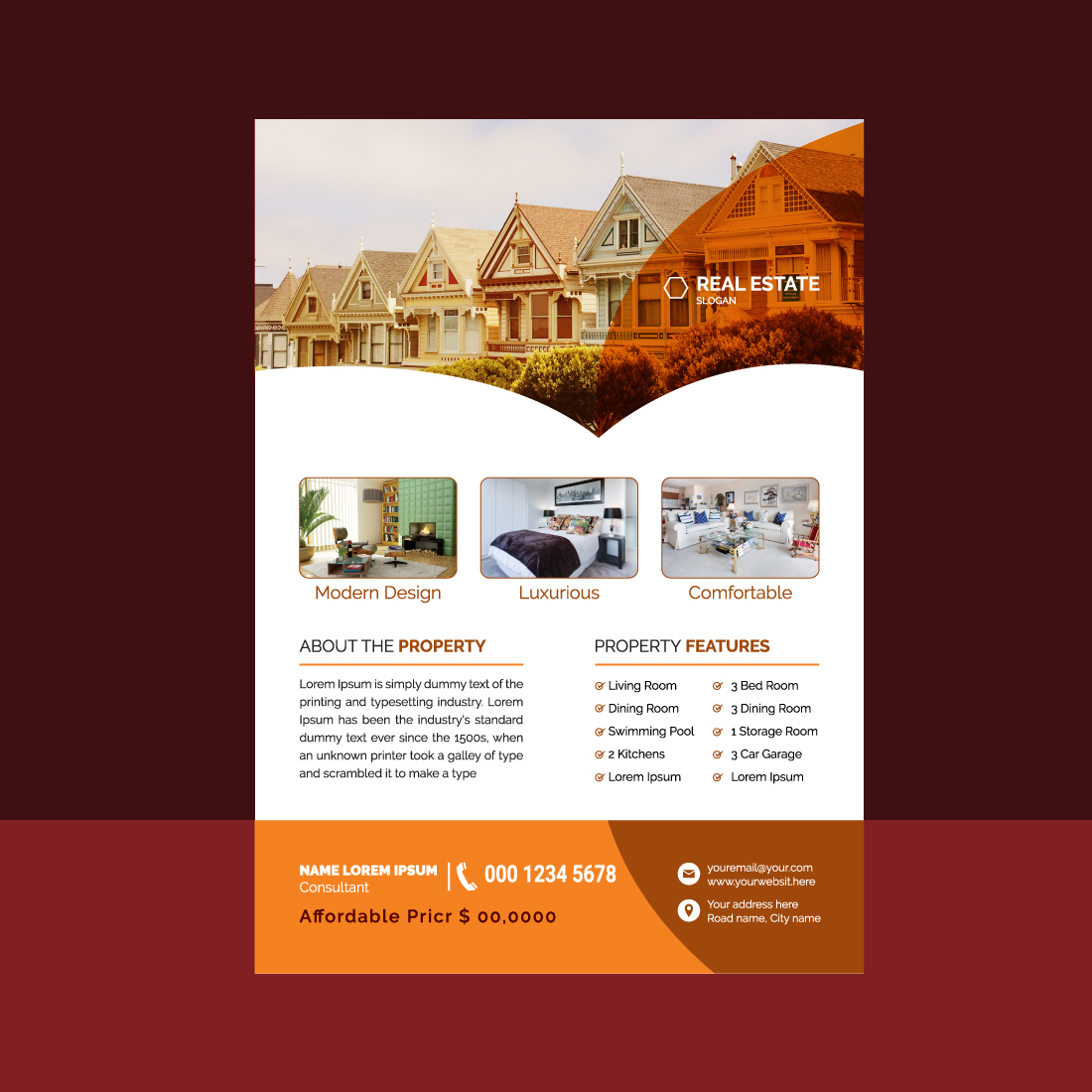 Real Estate Flyer Templates preview image.