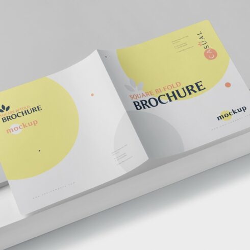 Square Bi-Fold Brochure Mock-Up cover image.