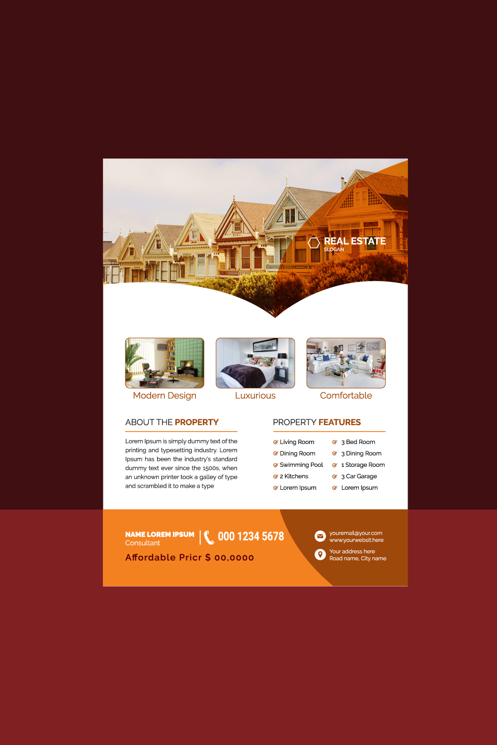 Real Estate Flyer Templates pinterest preview image.