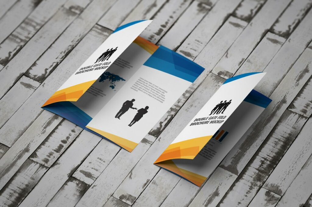 Double Gatefold Brochure Mockup – MasterBundles