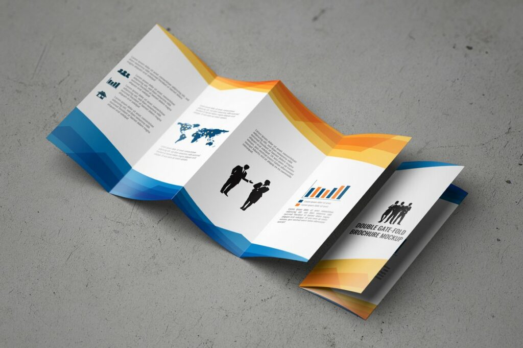Double Gatefold Brochure Mockup – MasterBundles