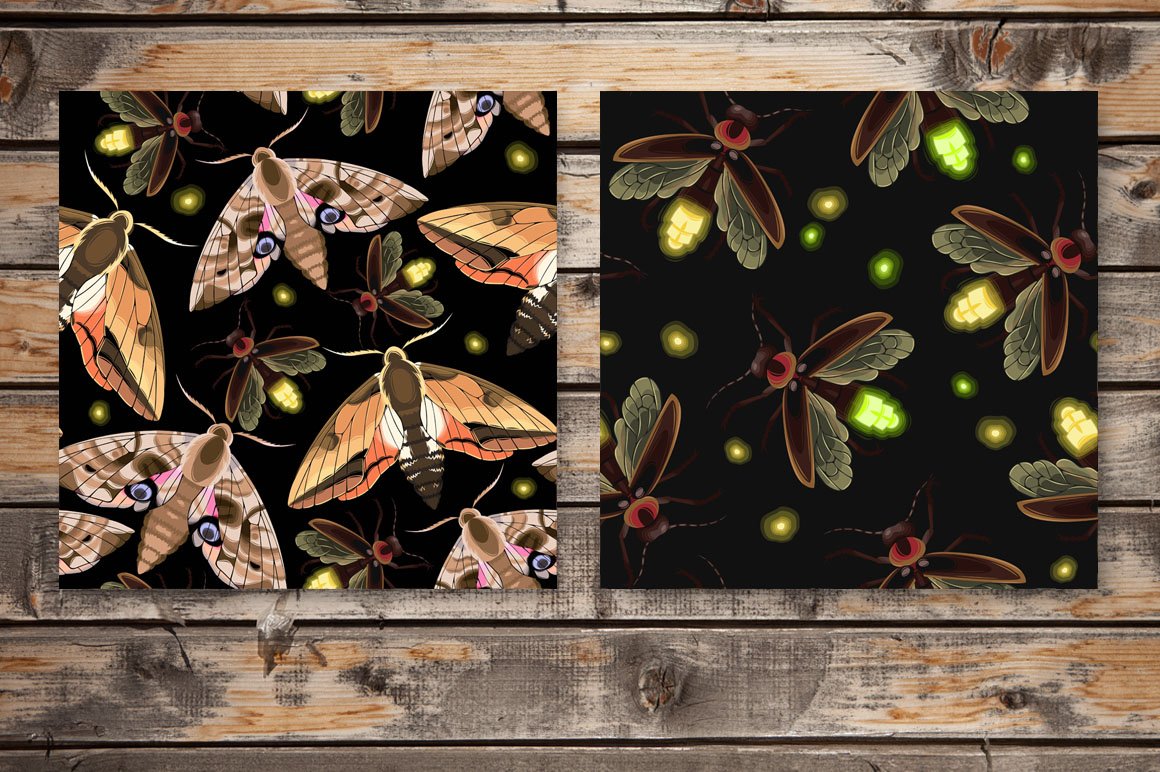 Moths and Fireflies Patterns preview image.