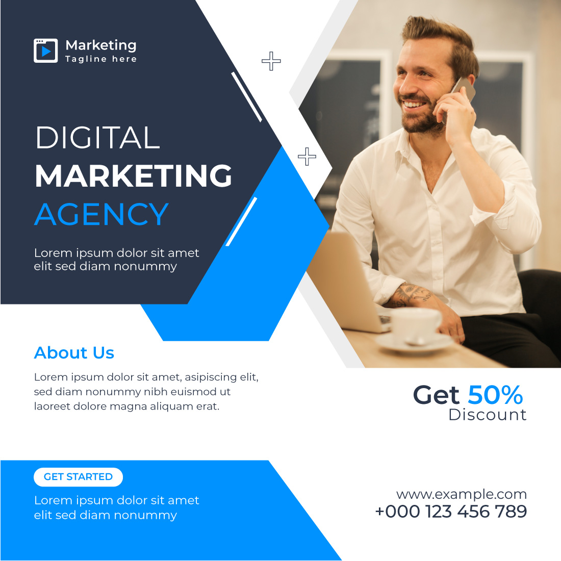 Digital marketing and corporate social media post design template preview image.