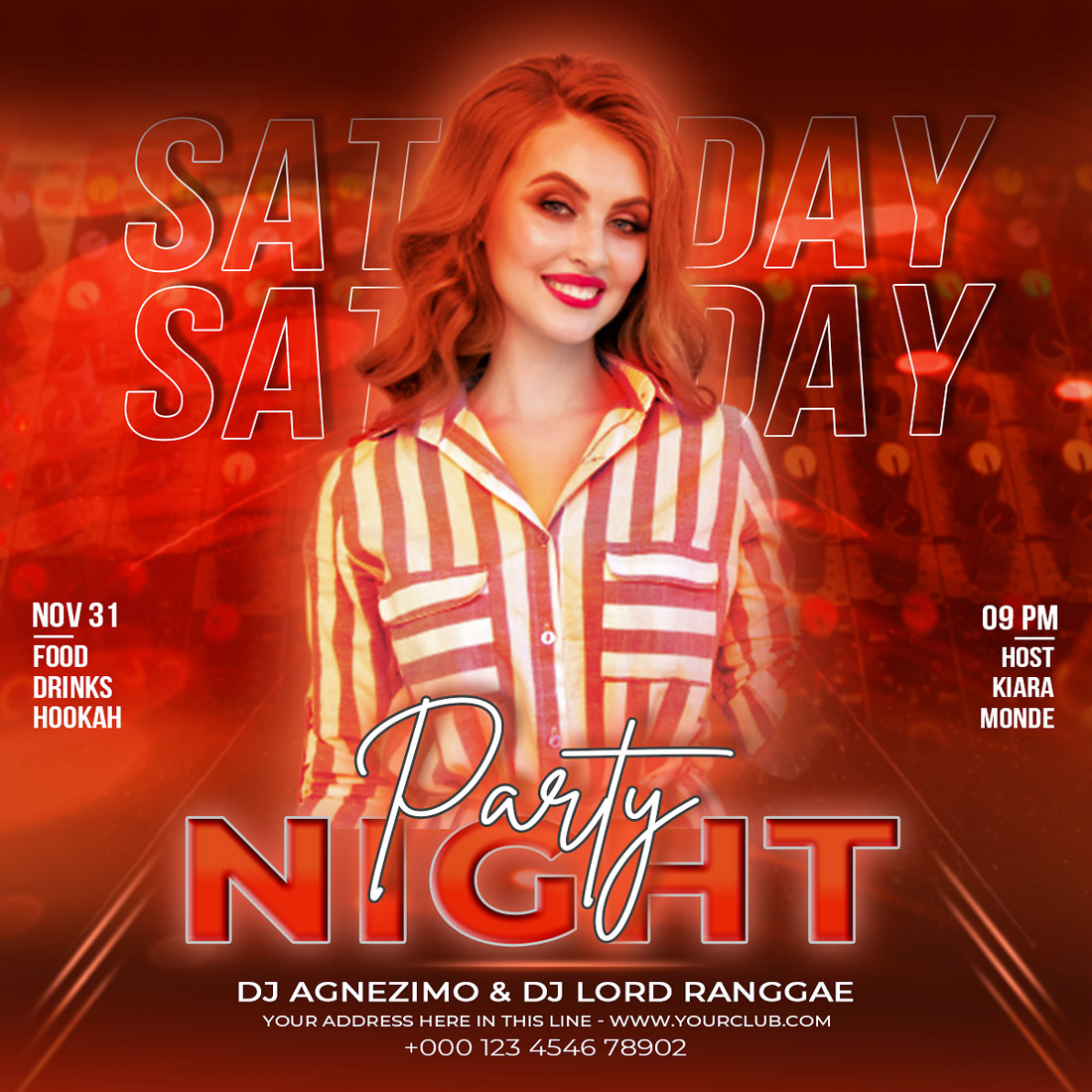 Night Party Flyer Template preview image.