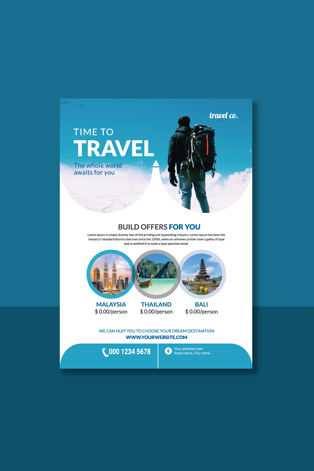 Travel Flyer Templates pinterest preview image.