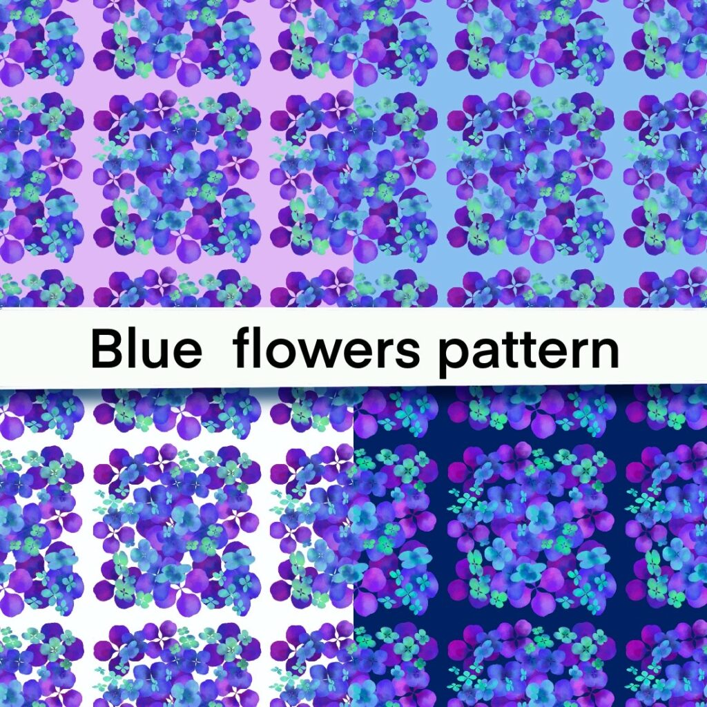 8 Blue flowers pattern.Seamless Pattern - MasterBundles