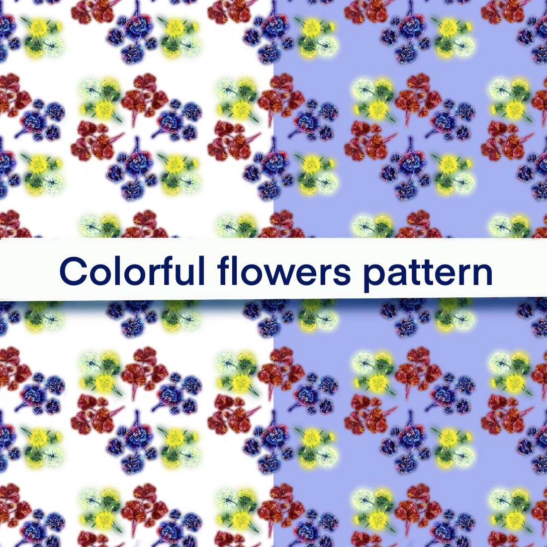 4 colorful flowers pattern preview image.