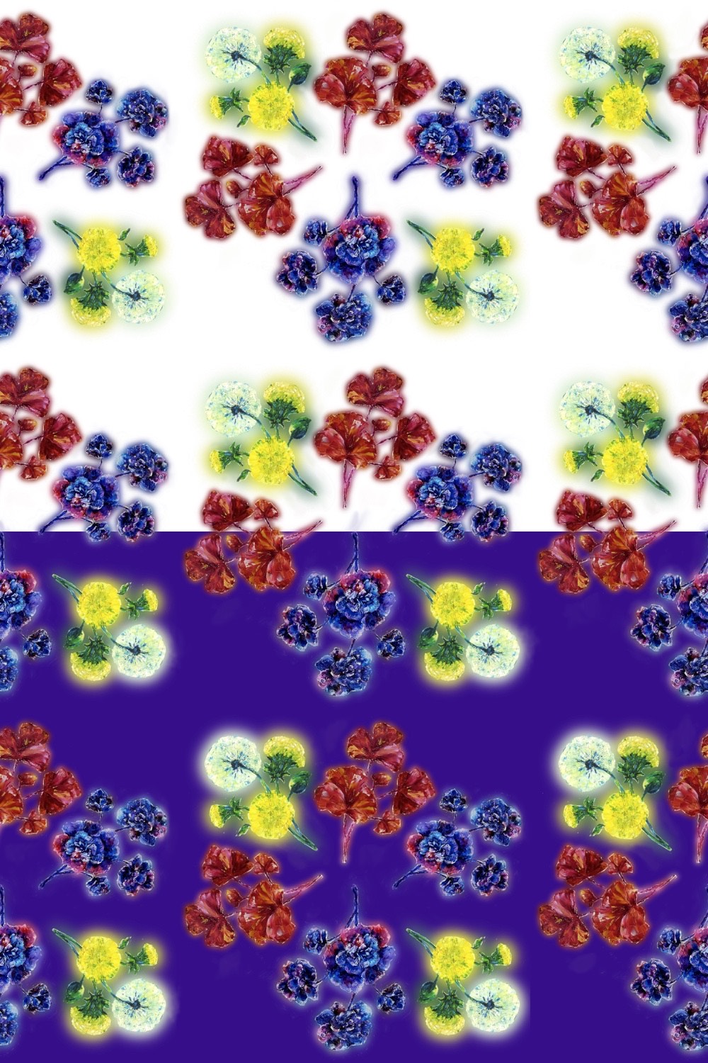 4 colorful flowers pattern pinterest preview image.
