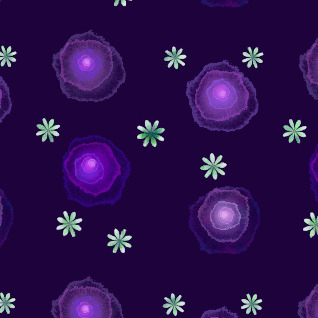 Jellyfish flowers pattern preview image.