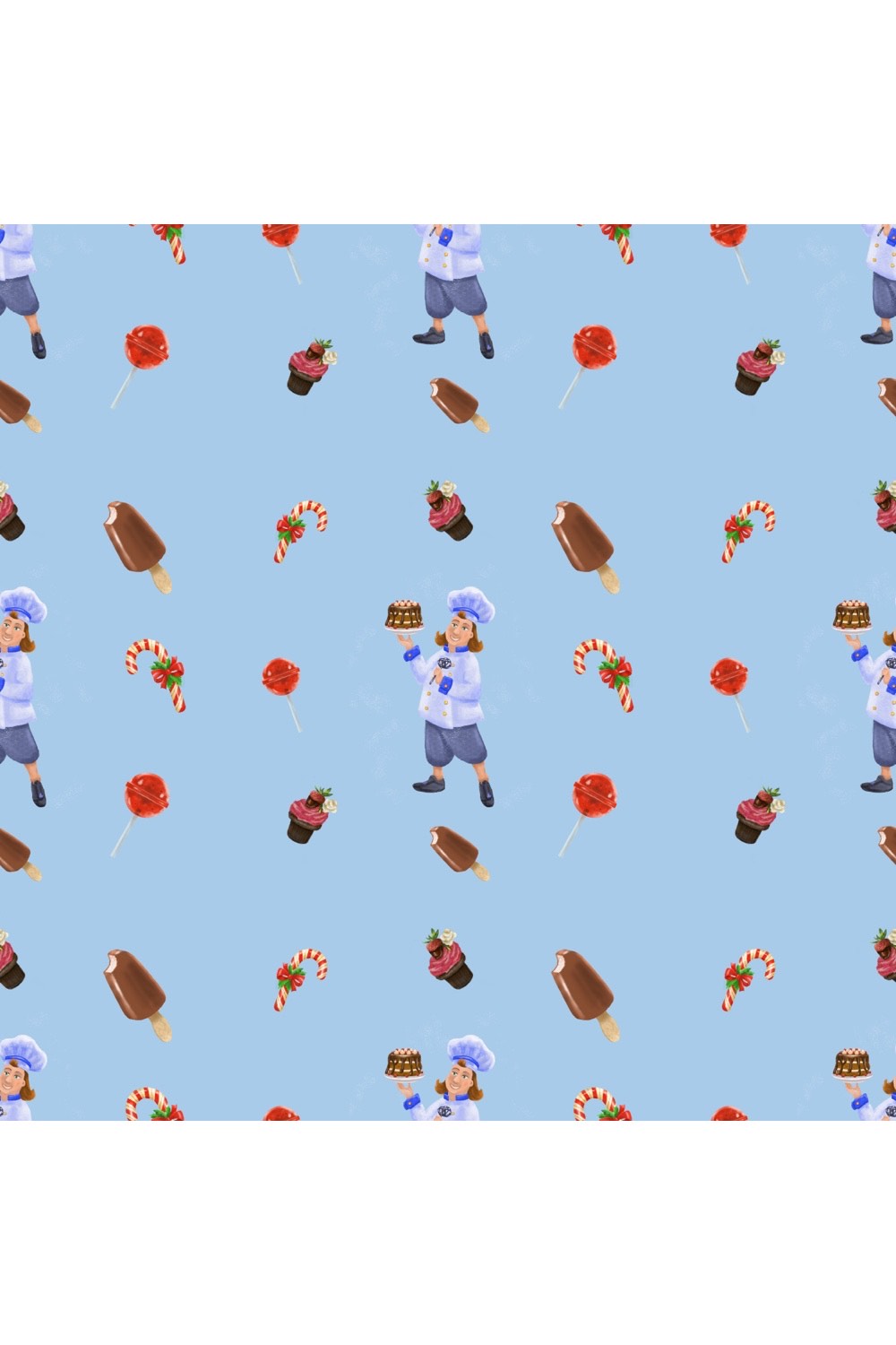 Pattern chef and sweets pinterest preview image.