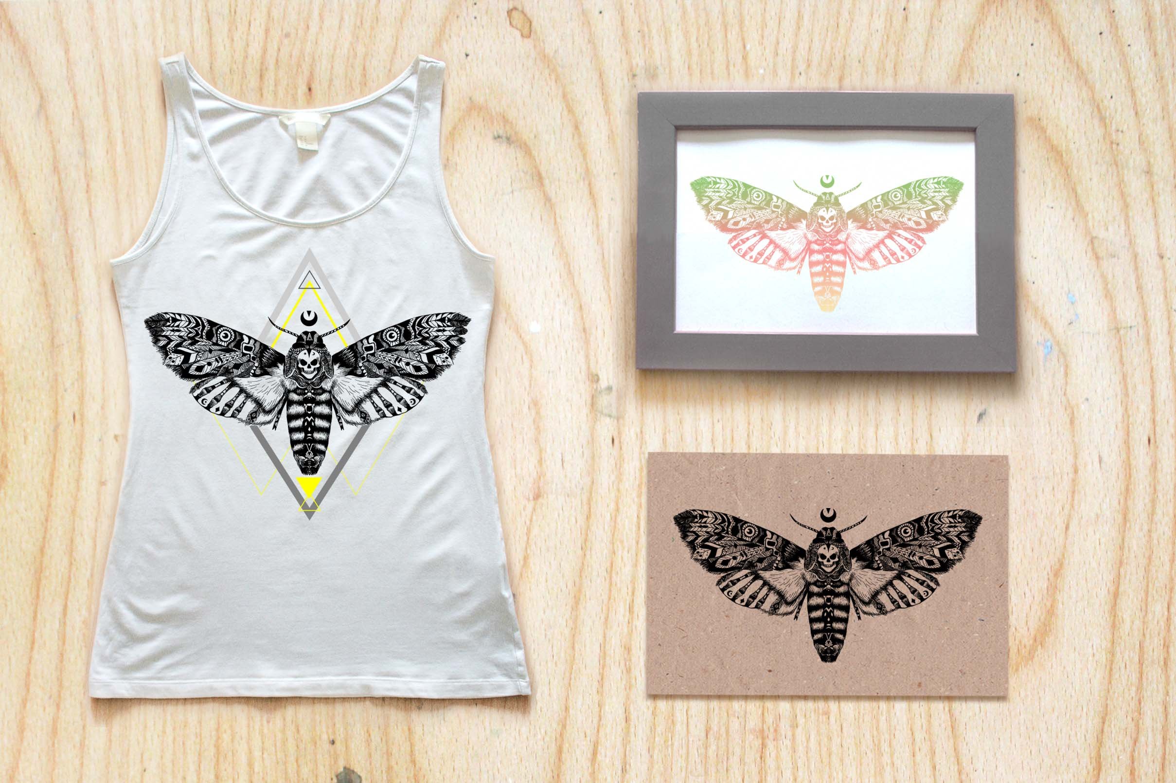 Textured moth in ethnic style preview image.
