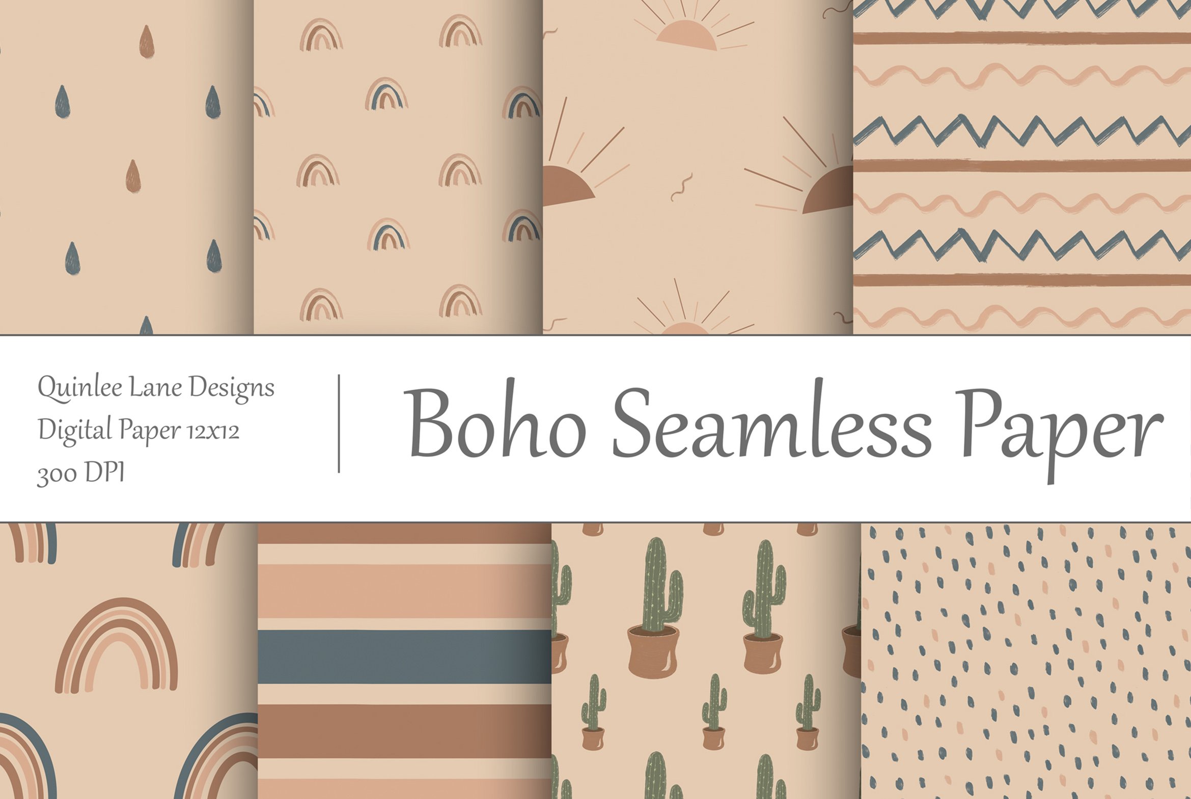 Boho Seamless Digital Pattern Pack cover image.