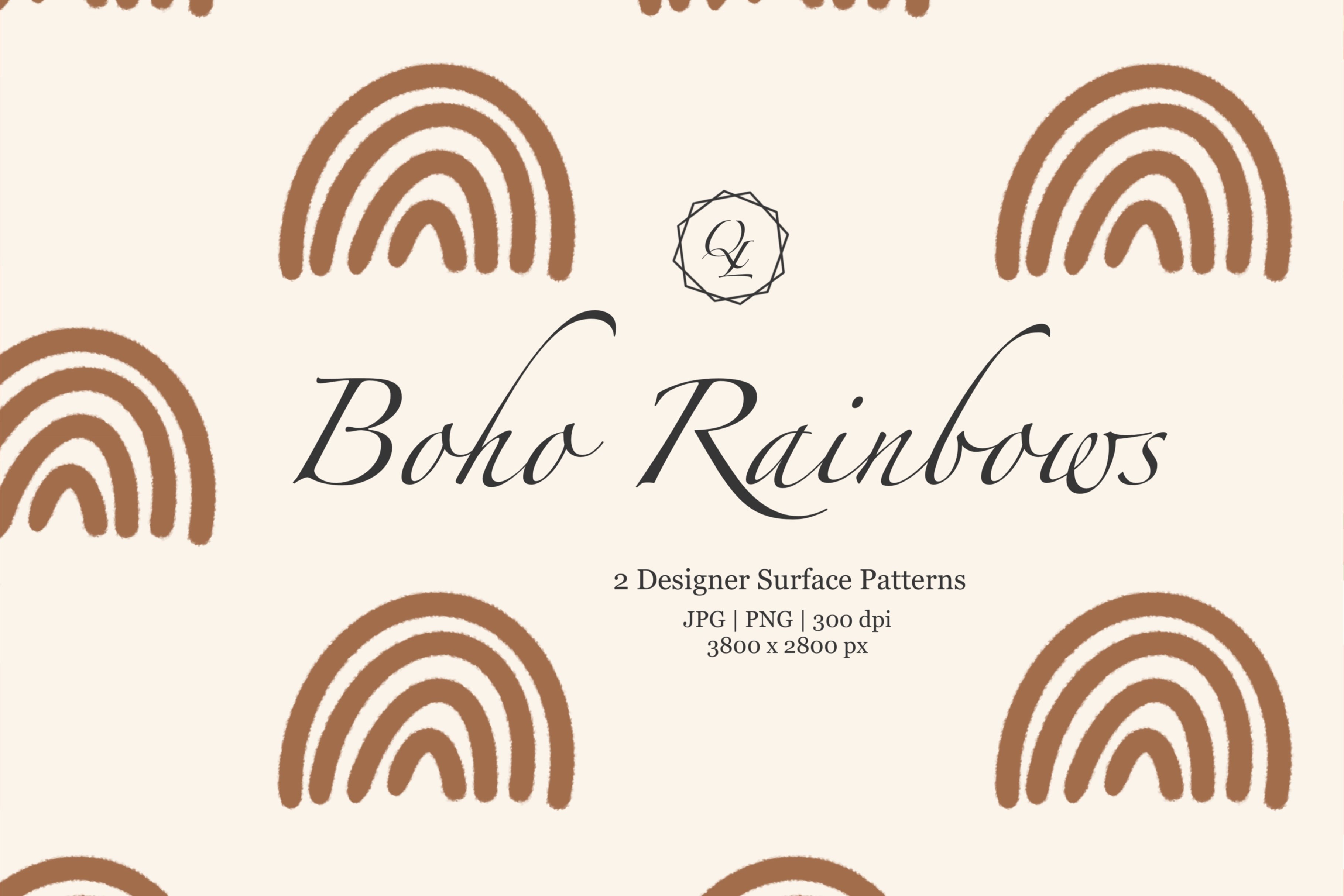 Burnt Orange Boho Rainbows Patterns cover image.