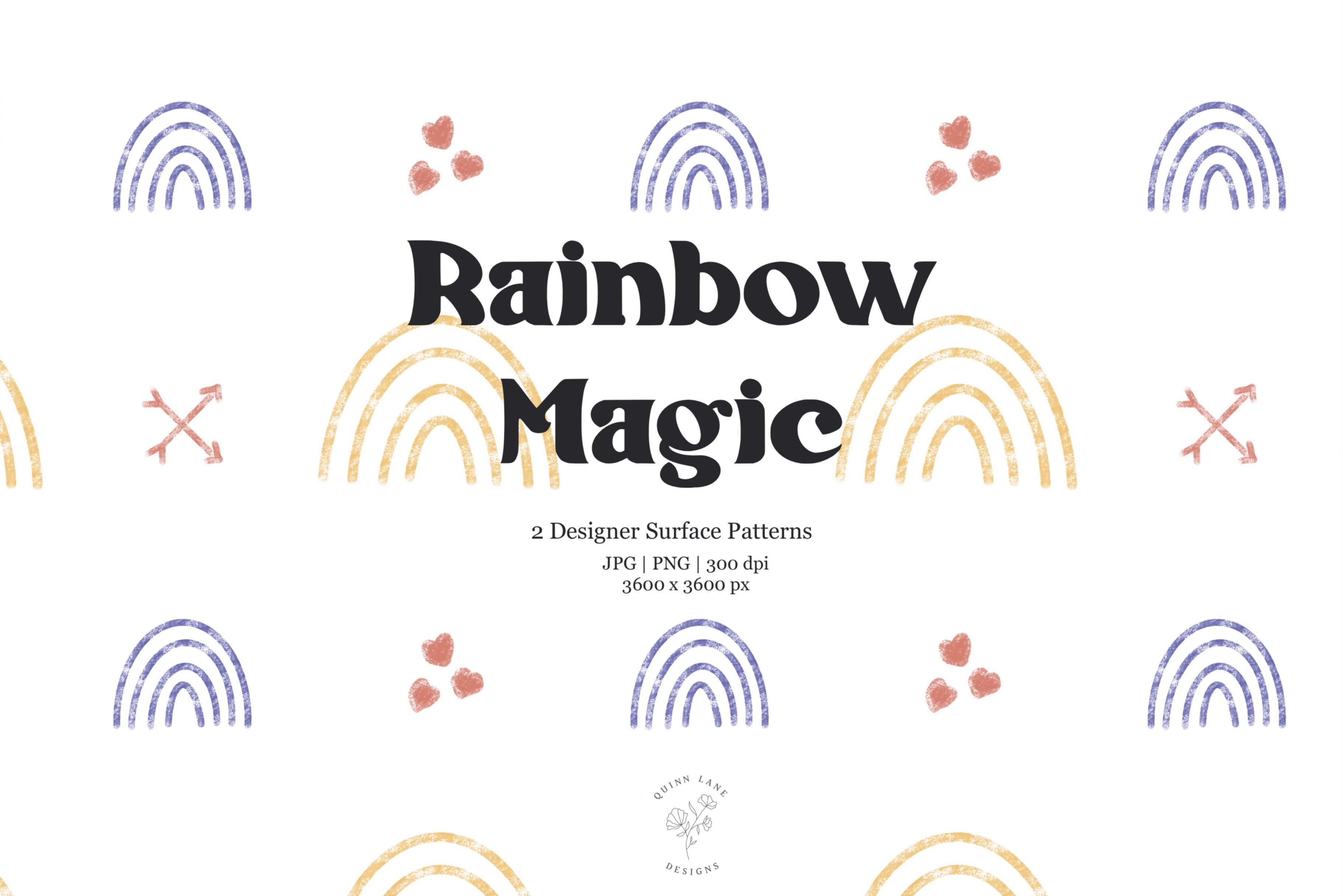 Rainbows and Hearts Surface Patterns cover image.