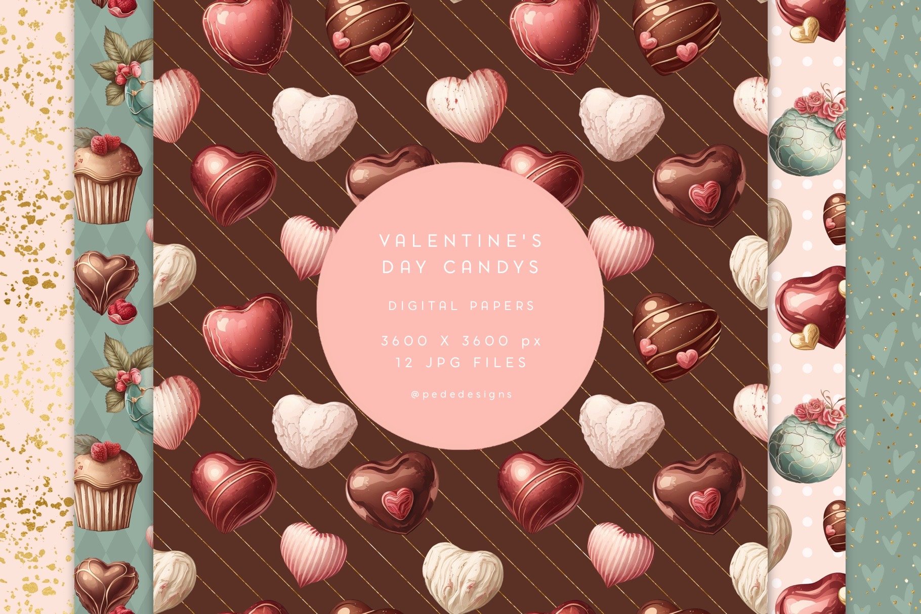 Valentine's Day Candy Digital Paper cover image.