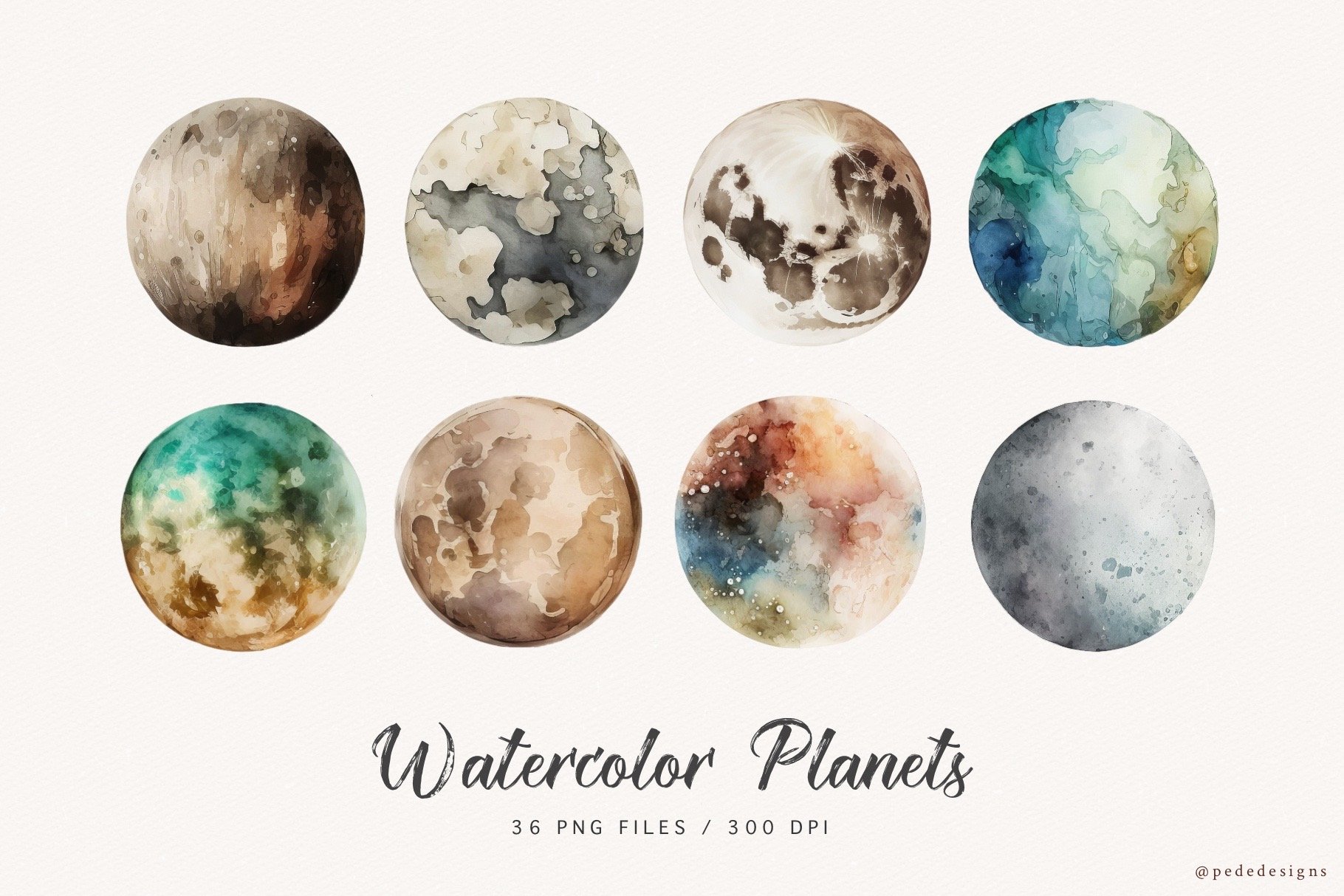 Watercolor Planets preview image.