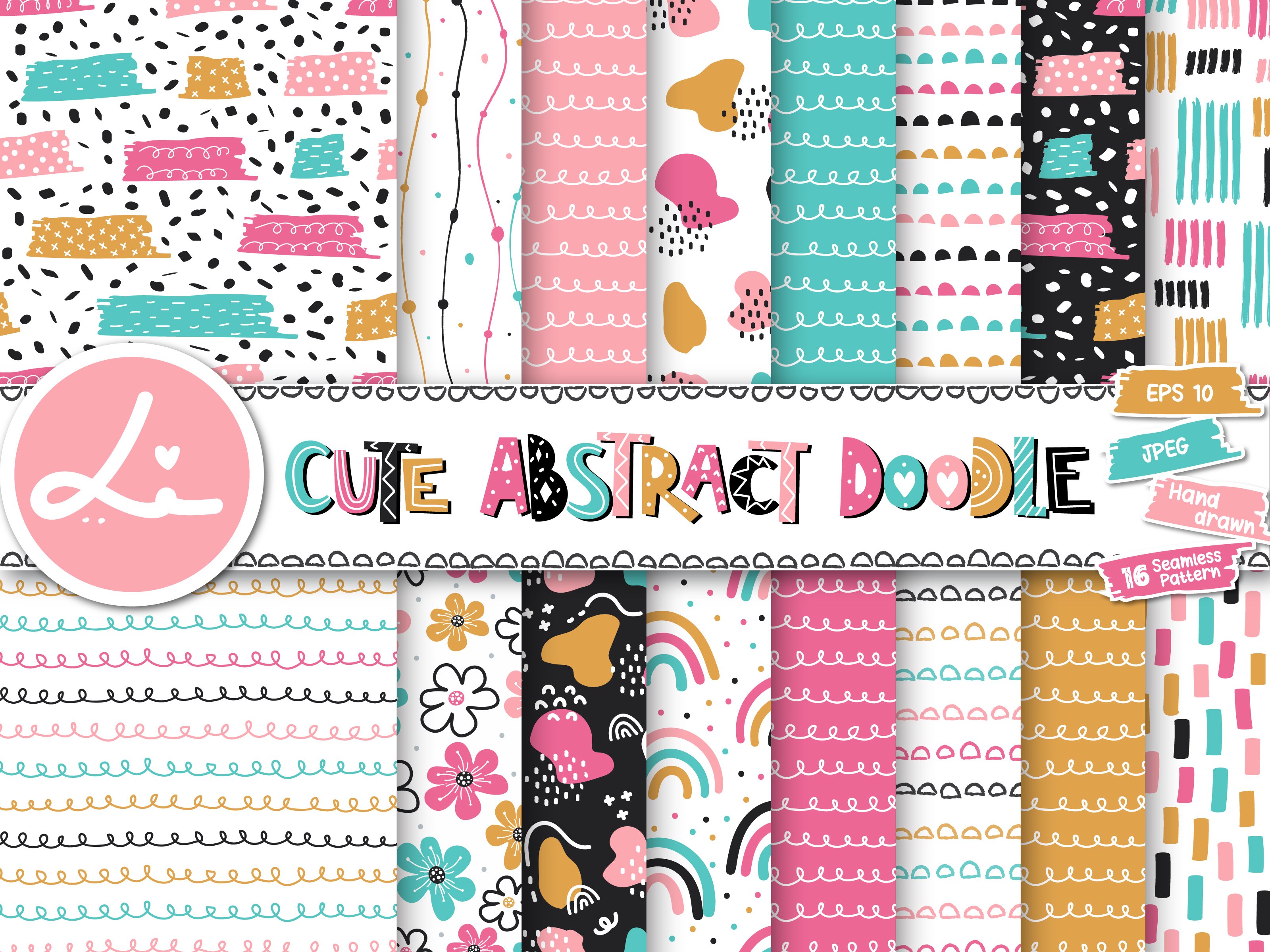 Cute Abstract Doodle Pattern Pack cover image.