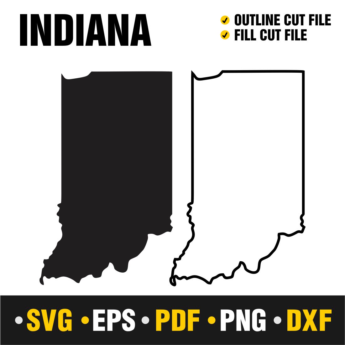 Indiana SVG, PNG, PDF, EPS & DXF cover image.
