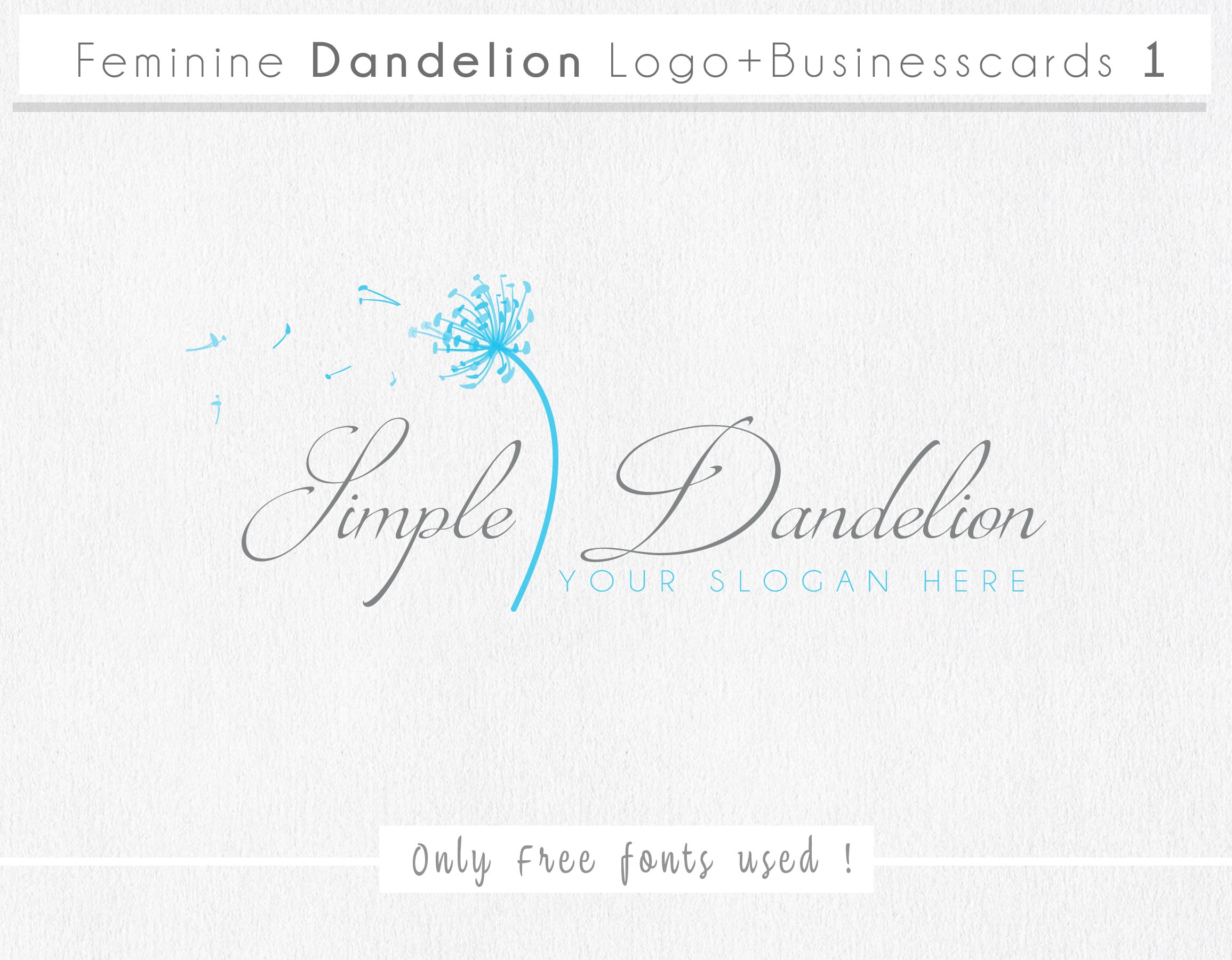 Feminine Dandelion logo businesscard cover image.