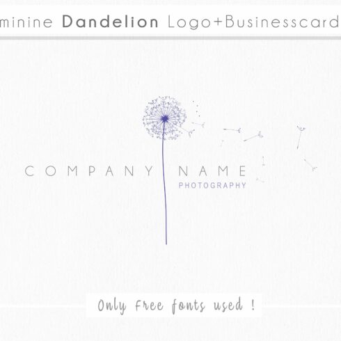 Feminine Dandelion logo+Businesscard cover image.