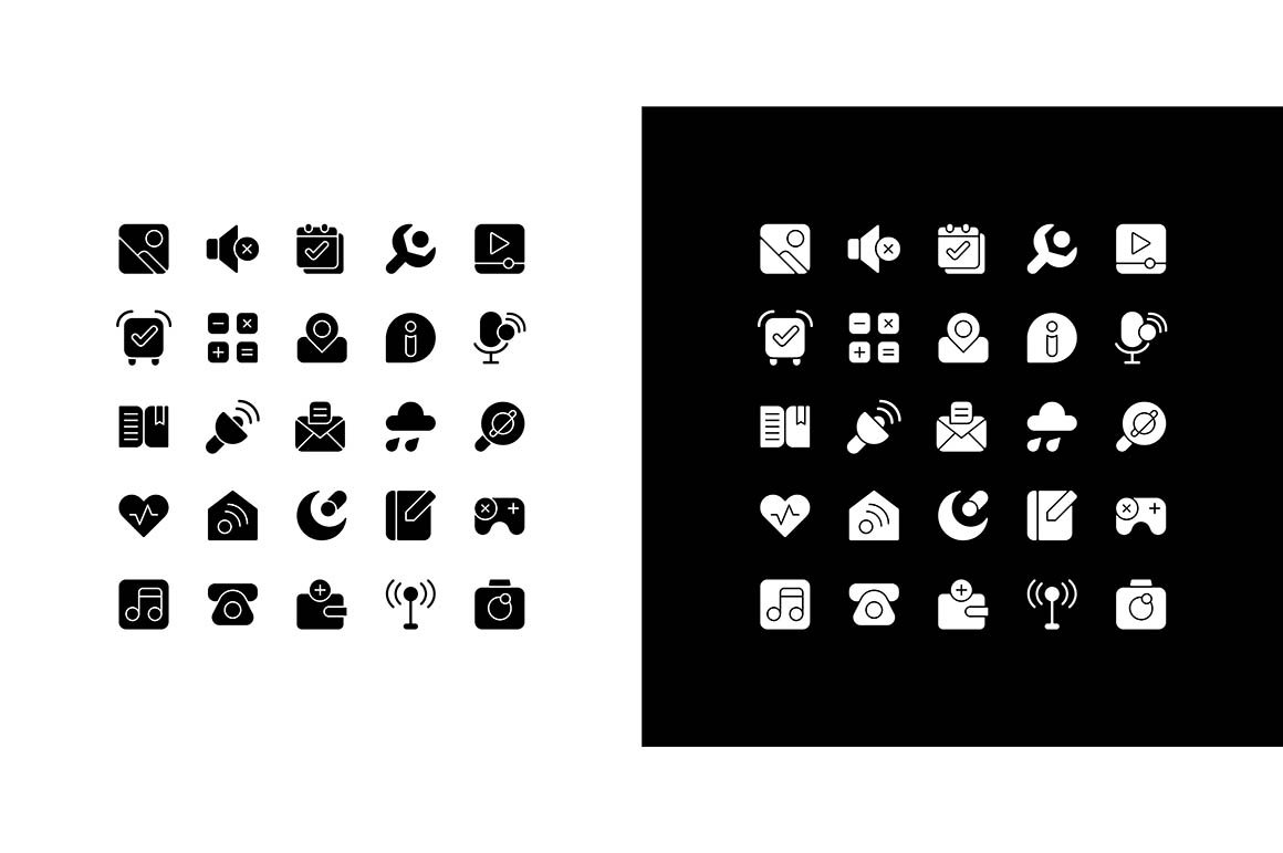 Interface glyph icons set cover image.