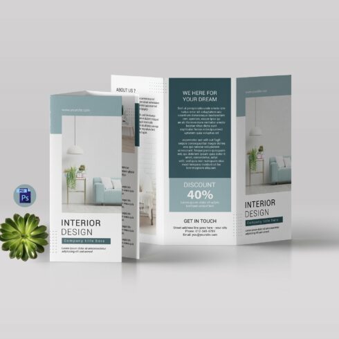 Interior Design Brochure Template cover image.
