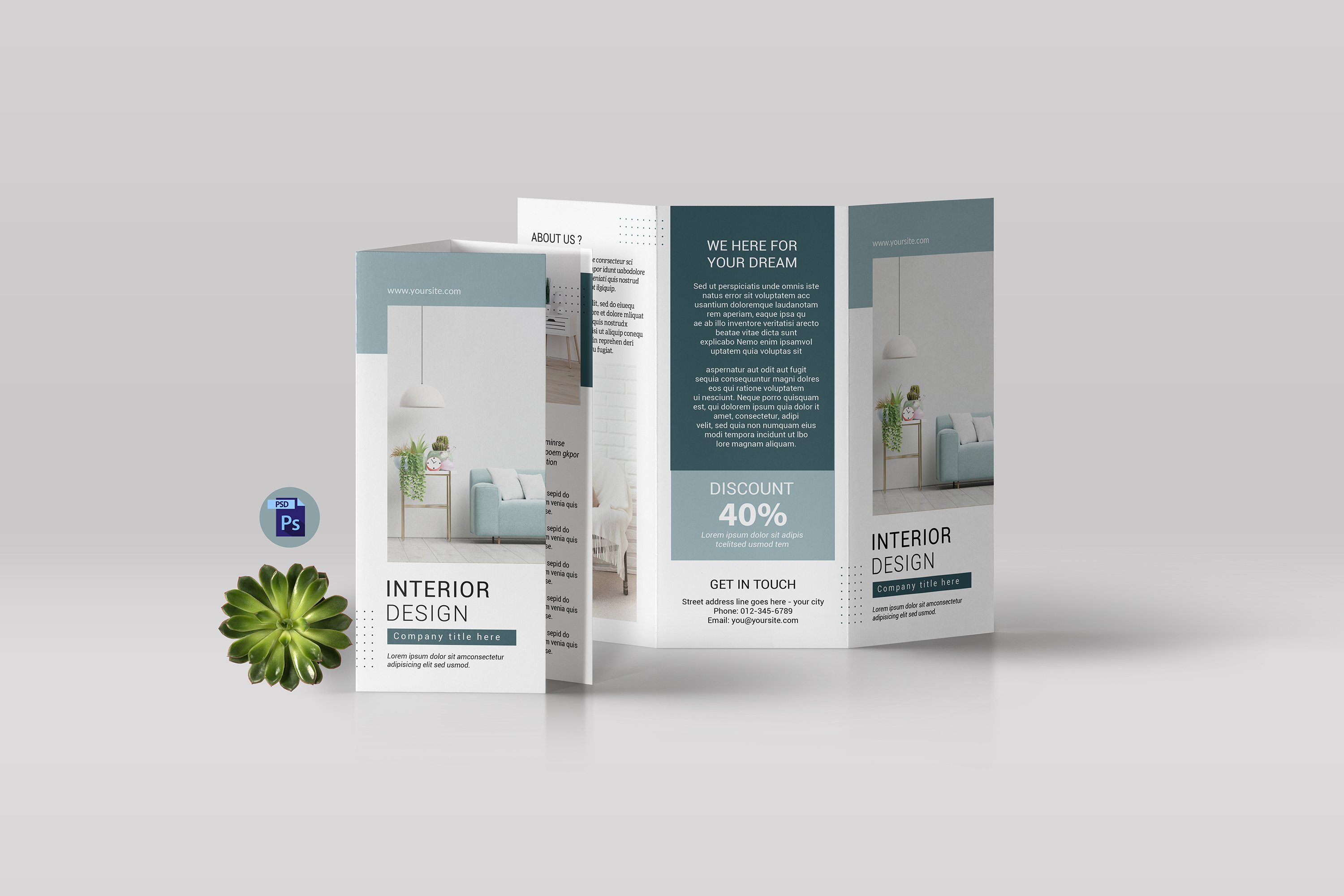 Interior Design Brochure Template cover image.