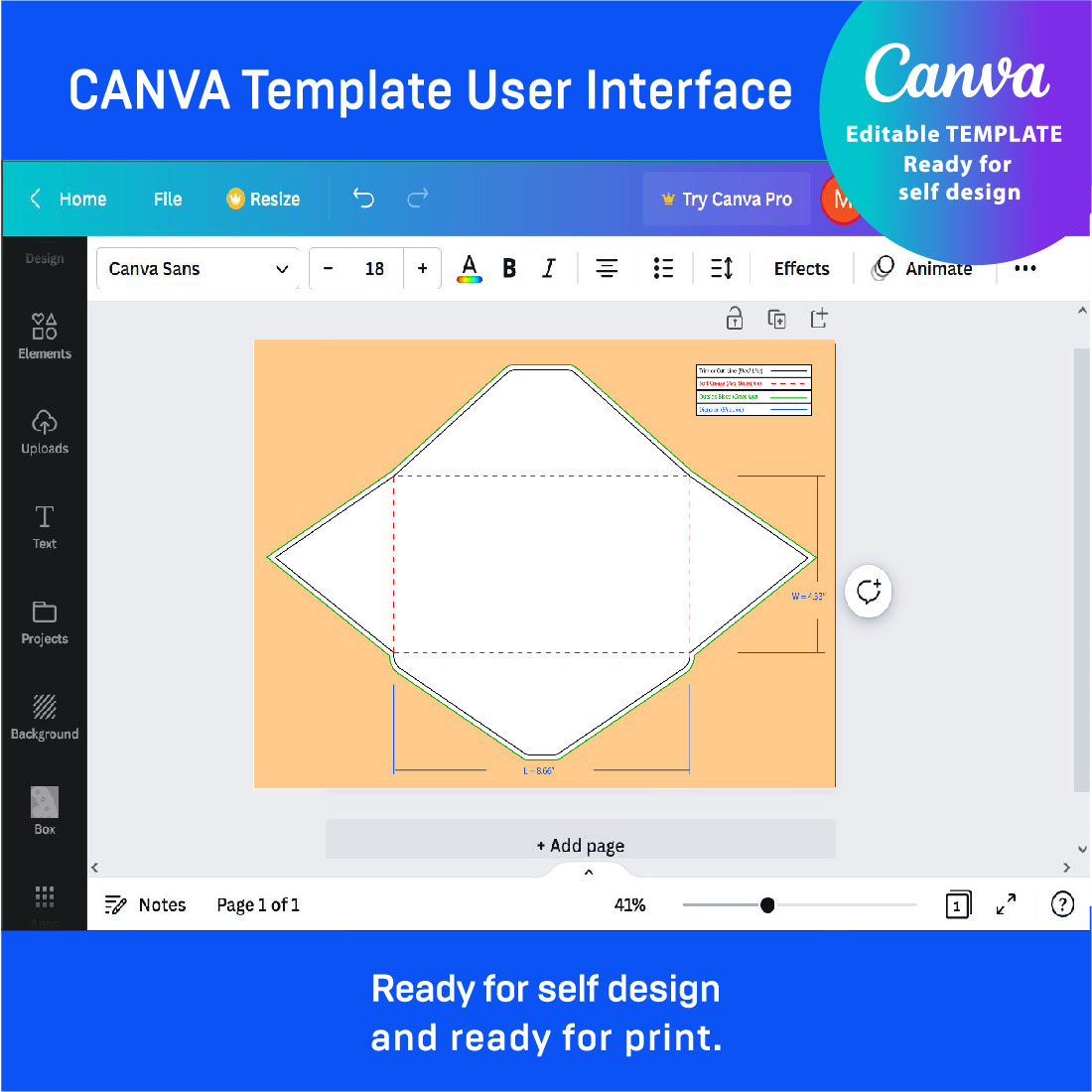 Screen shot of the canva template user interface.