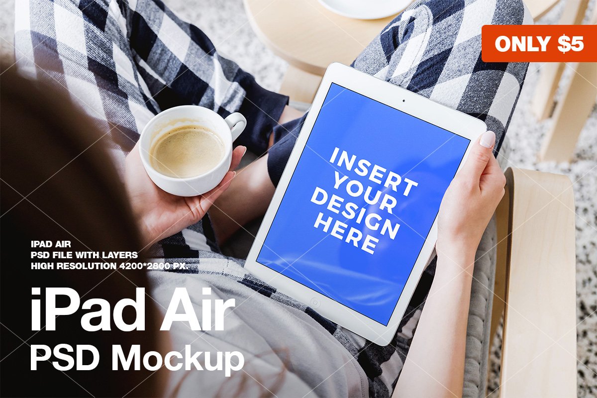 iPad Air PSD Mockup cover image.