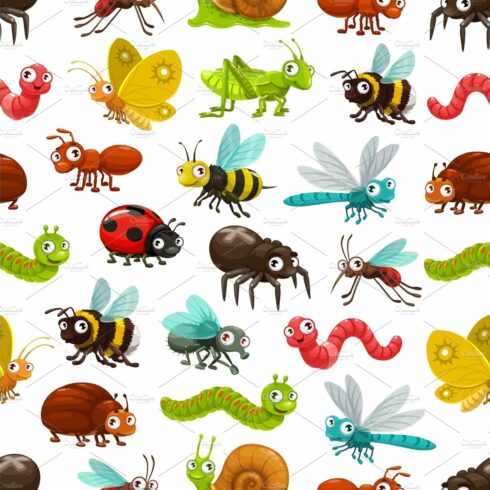 Insects and bugs seamless pattern cover image.