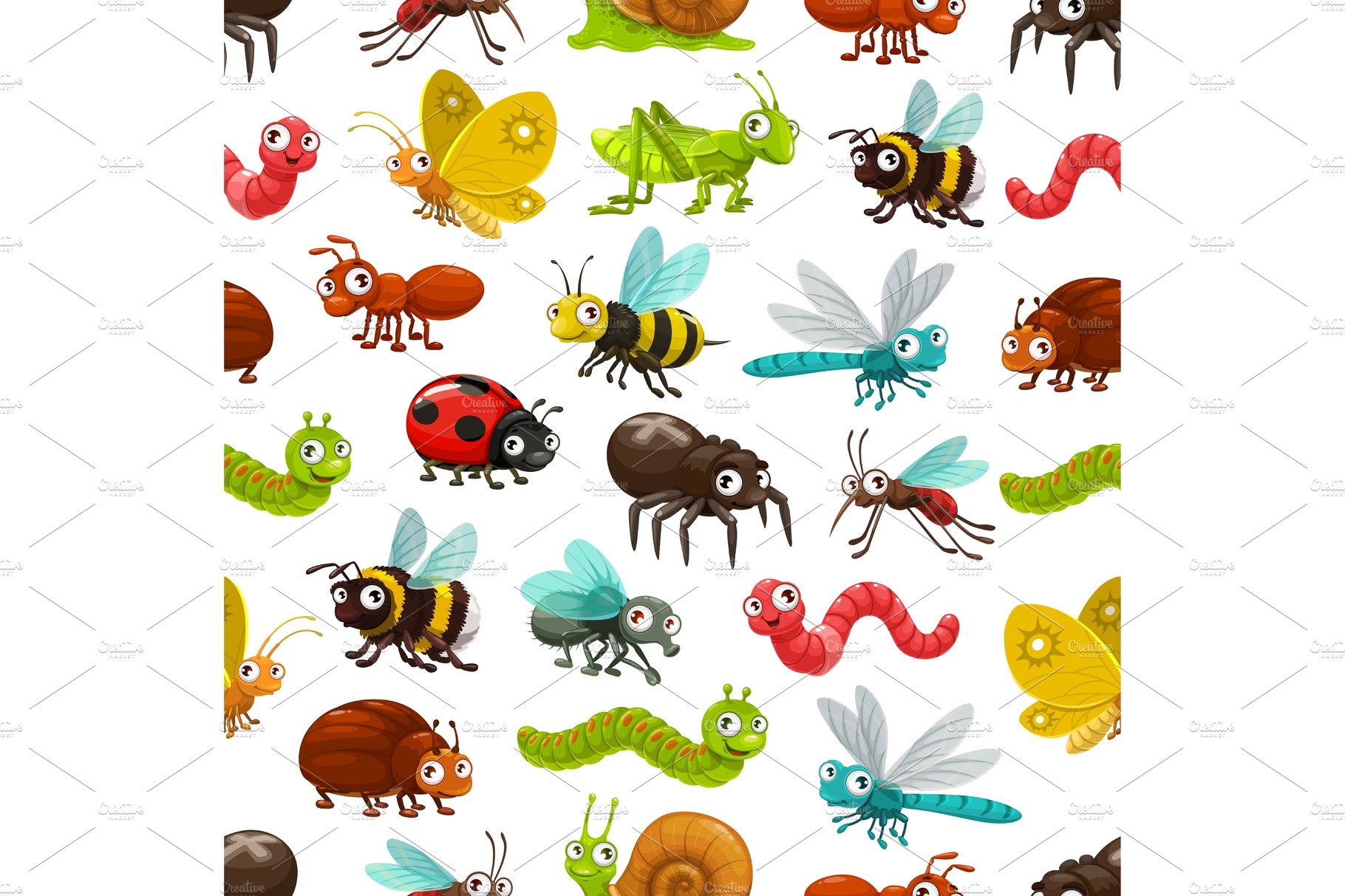 Insects and bugs seamless pattern cover image.