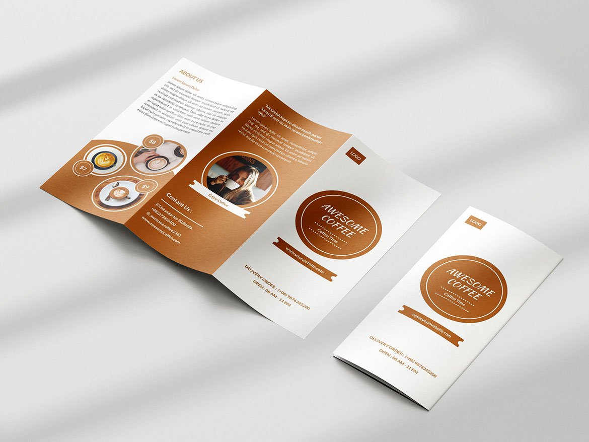 AWESOME COFFEE Trifold Brochure preview image.