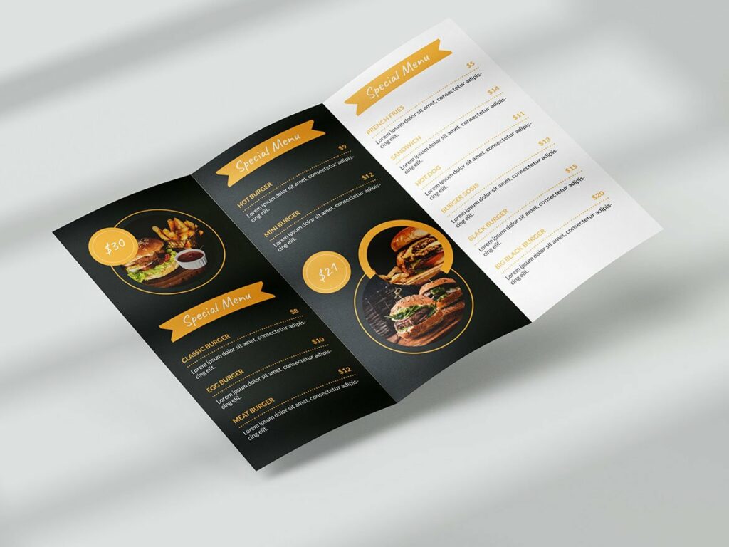 BURGER Trifold Brochure Template – MasterBundles