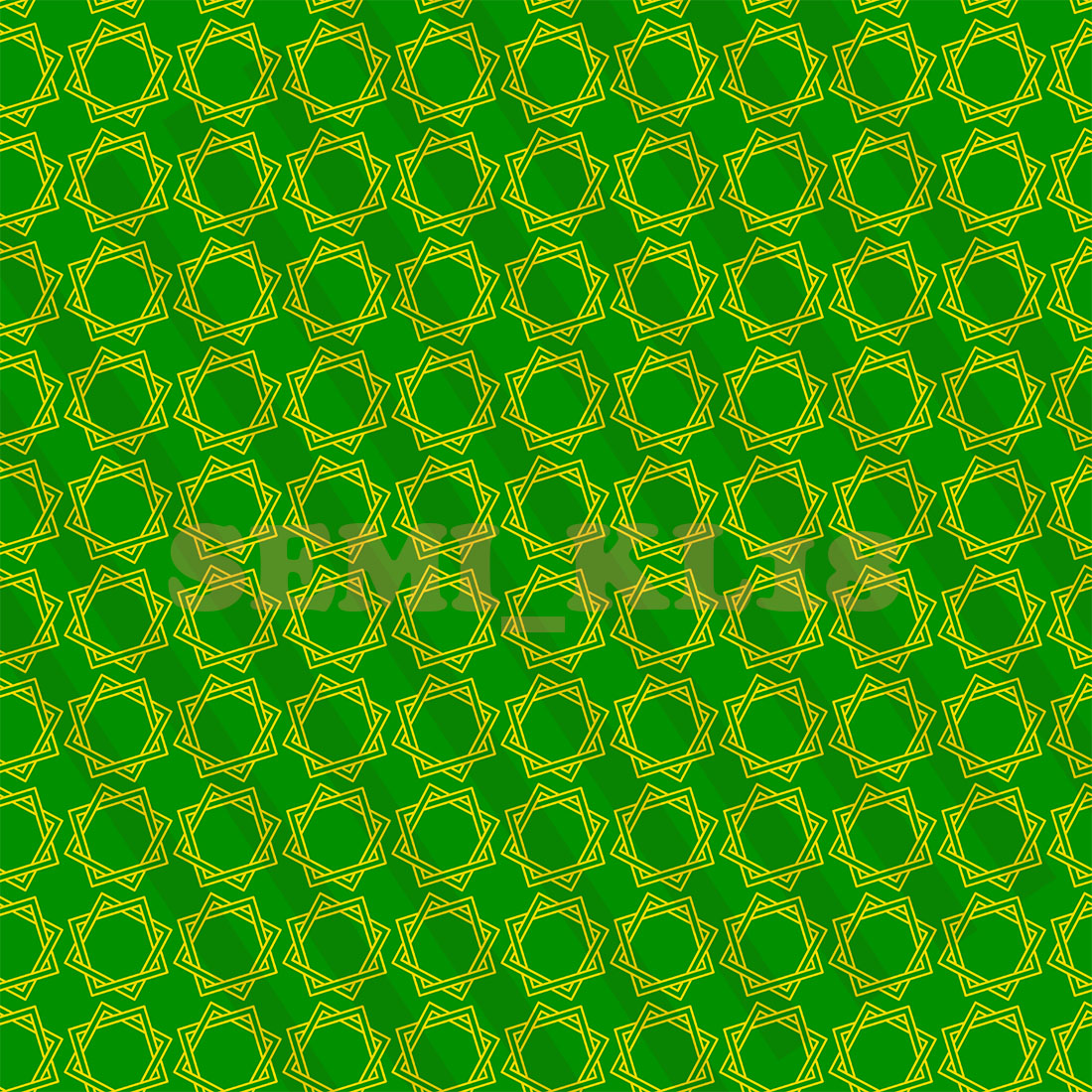 Green background with a pattern of circles.