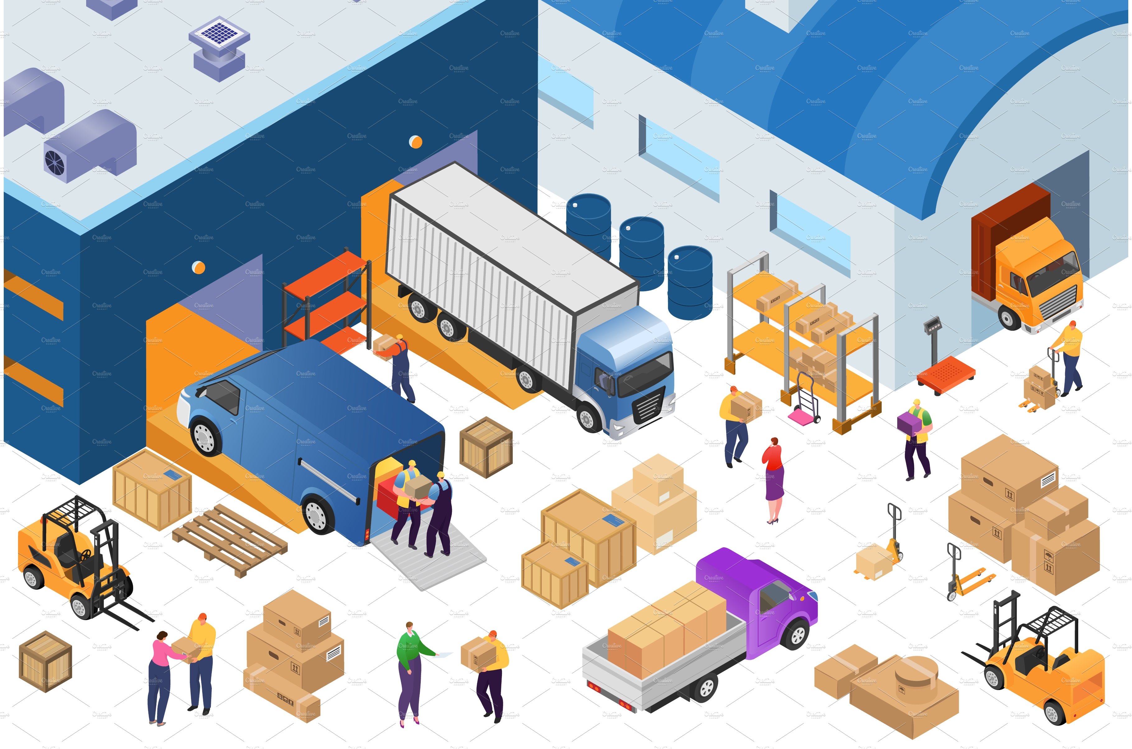 Isometric warehouse storage and cover image.
