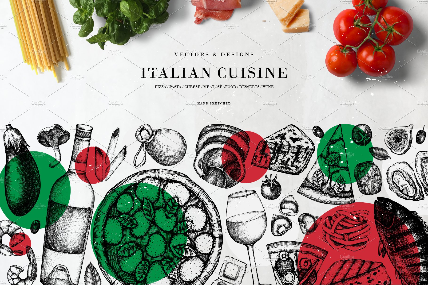 Italian Food Sketches & Designs cover image.