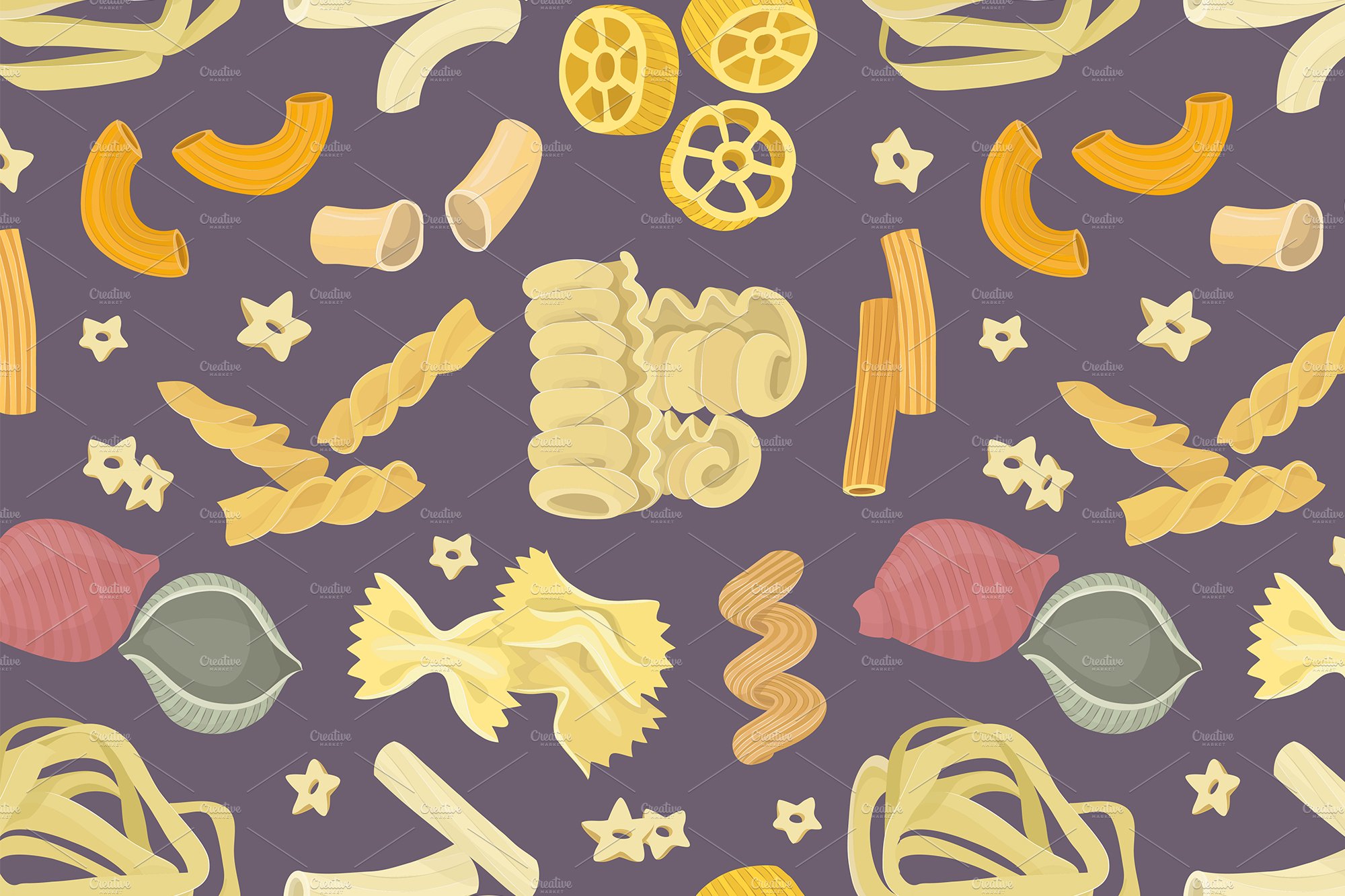 Italian pasta food set pattern cover image.
