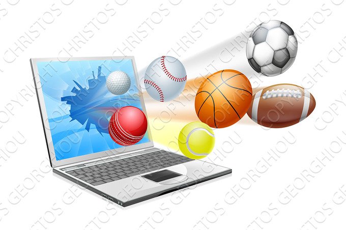 Sports laptop app concept cover image.