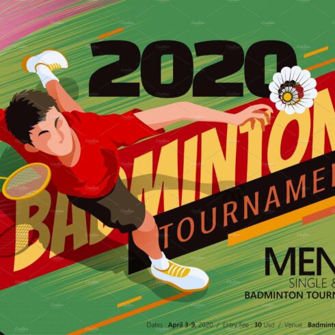 Badminton tournament poster cover image.